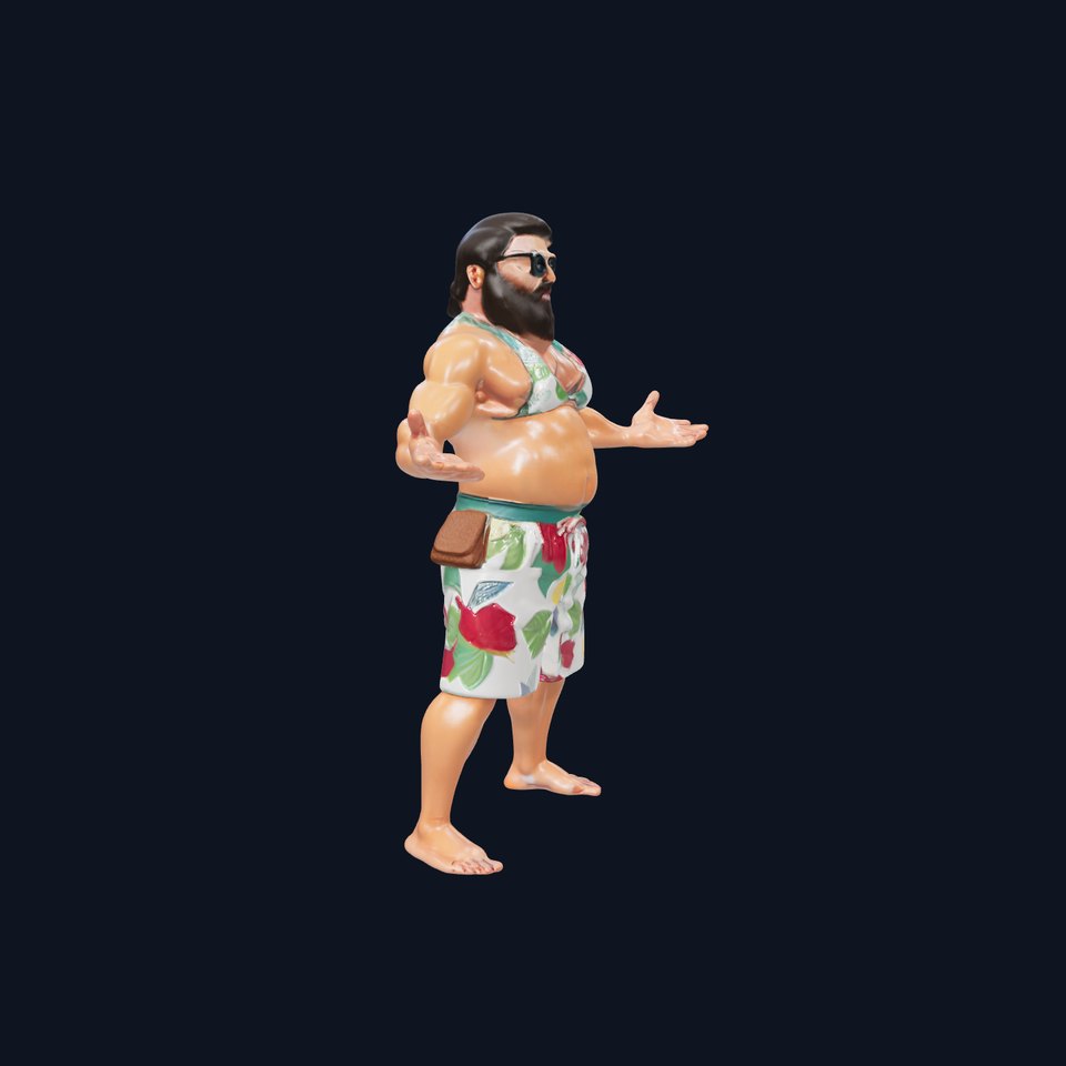 Beachwear Muscle Guy Character Model  Rigged and Animated